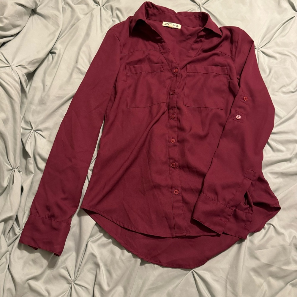 Tramp Maroon Button-Down Shirt